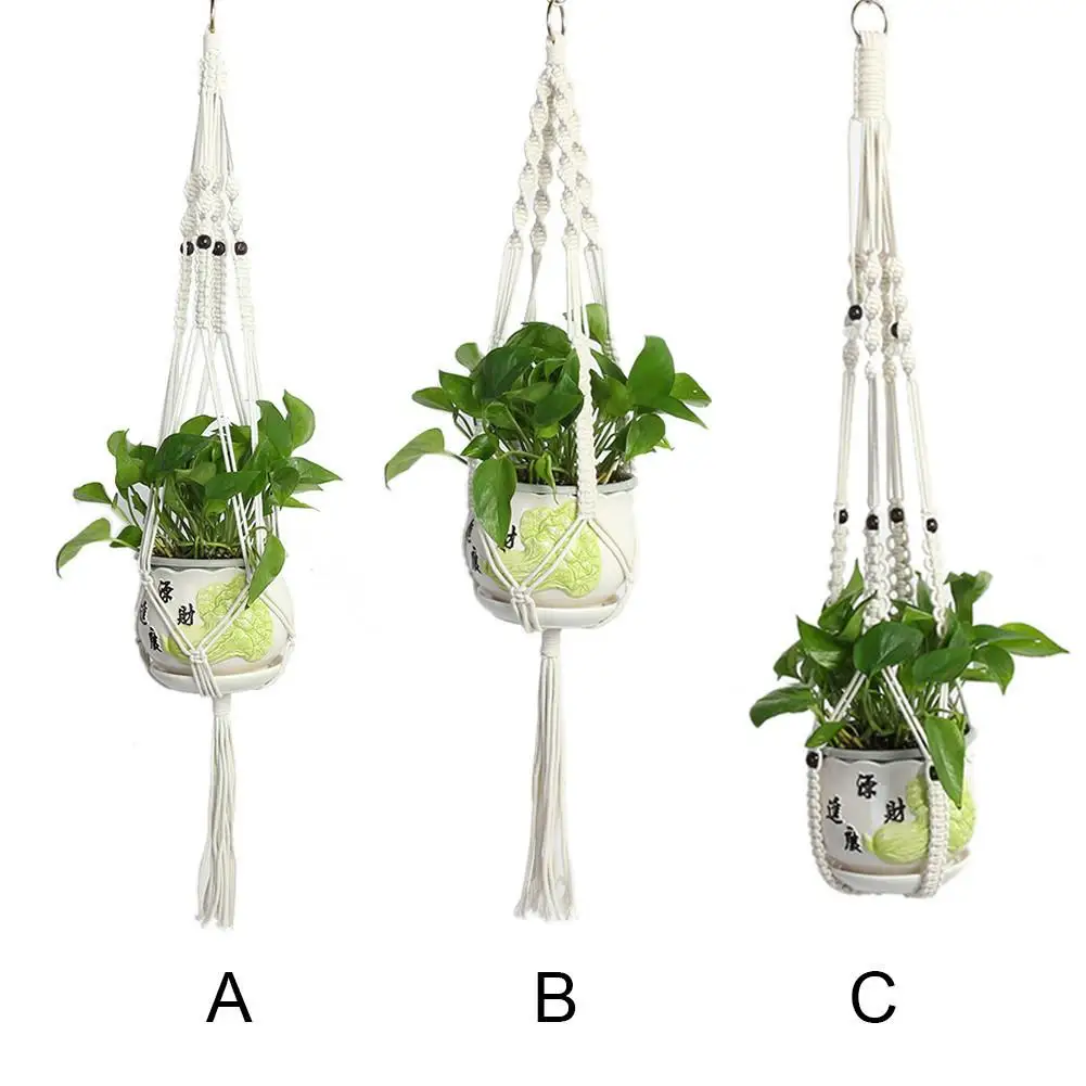 100% Handmade Macrame Plant Hanger Flower Pot Hangers For Wall Decoration Countyard Garden Hanging Baskets Flowerpot Holder Rack