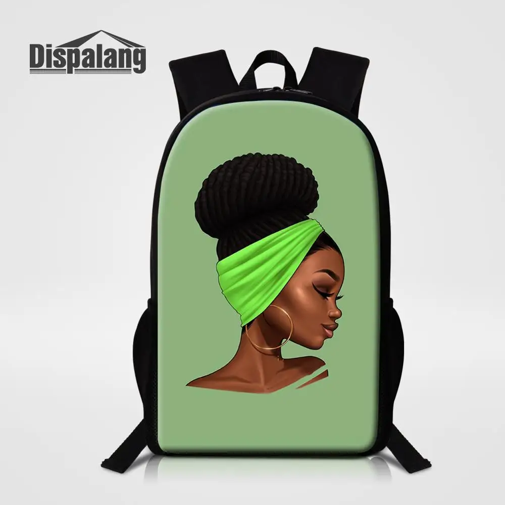 Dispalang 16 Inch Student Backpack African Girl Custom School Bags Women Travel Rucksack Girl Fashion 3D Printing Mochila Rugtas
