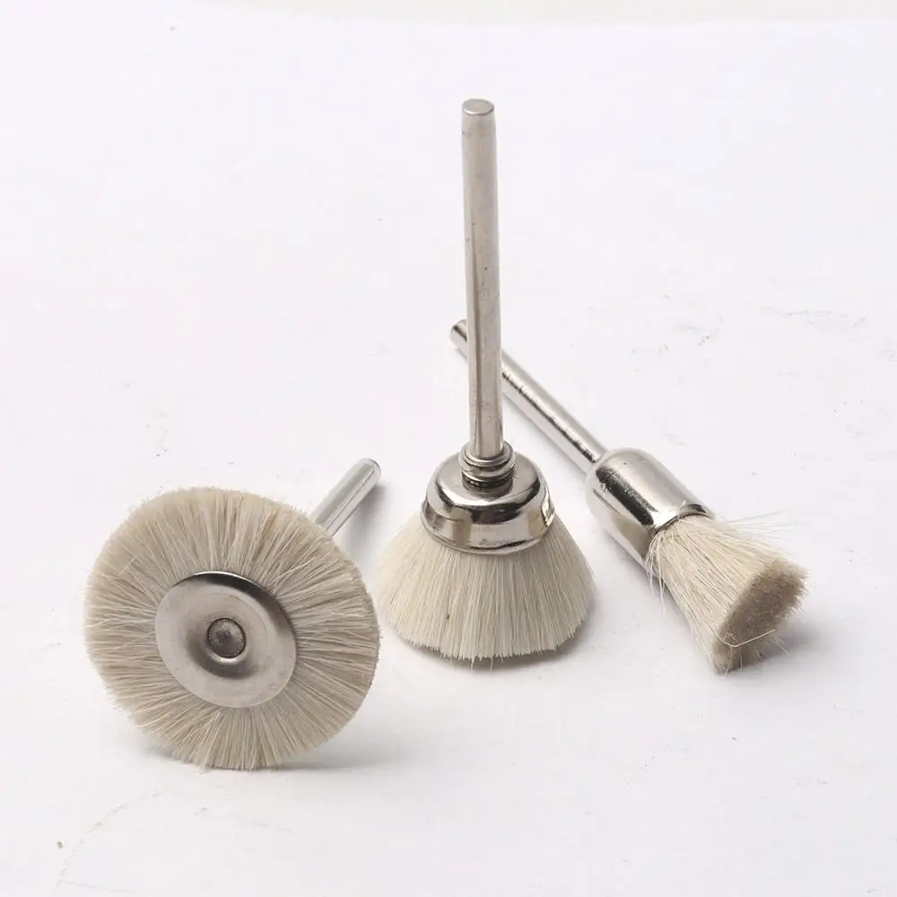 3pcs Wool Wheels Abrasive Brush set 3 Types 3mm Shank Buffing Polishing Dremel Rotary Tool Accessories