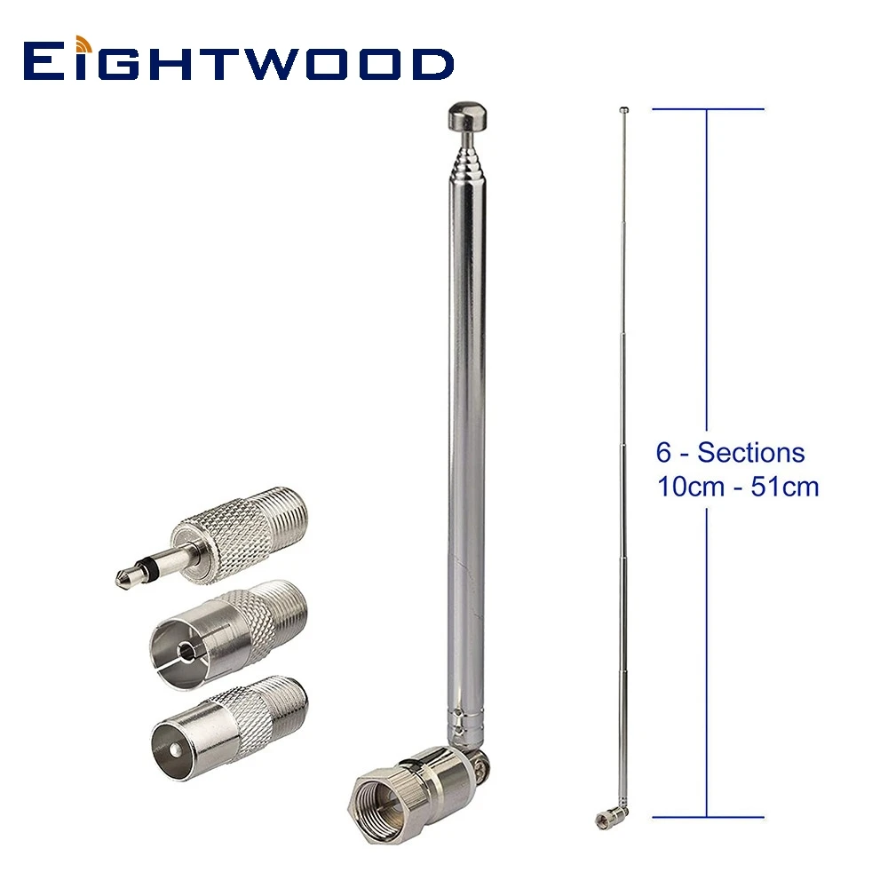 Eightwood FM Radio Antenna Replacement 51cm 7-Sections Telescopic for Yamaha Onkyo Denon Pioneer Marantz Bose Wave Music System