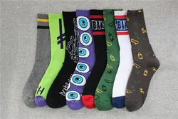 Chaussettes tube de skate Harajuku pour hommes et femmes, chaussettes de rue, yeux, doigt du milieu, 2018