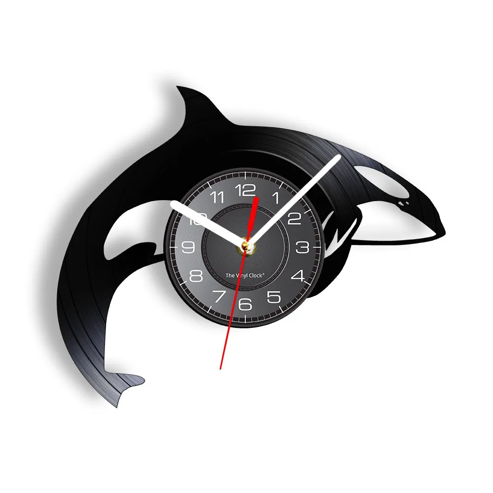 Dolphin Cetacea Vinyl Album Record Clock Delphinidae Sea Creatures Wall Art Marine Home Decor Ocean Animal Life Vintage Watch
