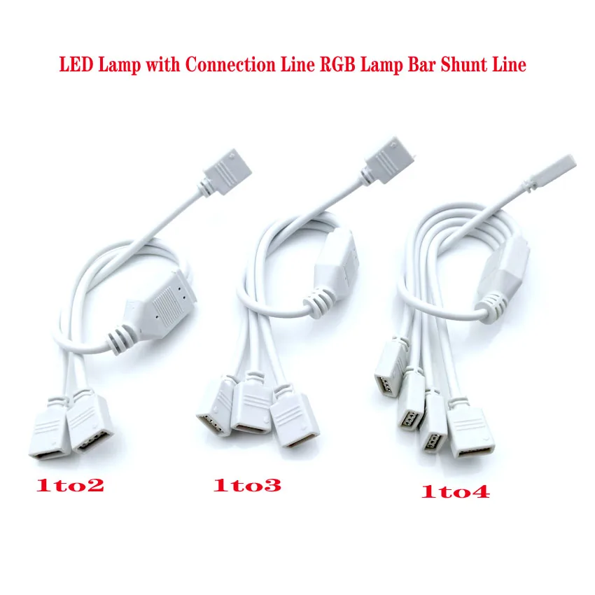 4 Pin RGB LED Strip Light Connector Cable 1 to 2/ 3/ 4 RGB 4Pin Doubling/Dividing Line Connecting Wire Splitter Cable Feeding