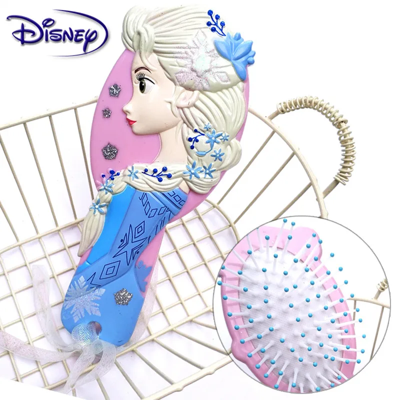 Księżniczka mrożona szczotka do włosów brosse cheveux delikatna, anty-antystatyczna szczotka kręcona twarz z boku grzebień syrenka do włosów Disney