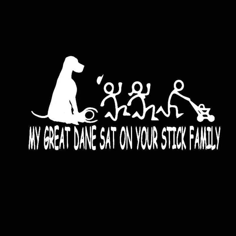 My Great Dane Sat on Your Stick Figure Family Vinyl Car Sticker Creative Funny Decals Waterproof Auto Accessories,22cm*11cm