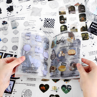 Yoofun 30pcs/pack Multi-style Decorative Stickers Rainbow White and Black Geo Sticker Pack for Scrapbooking Journals Collage DIY