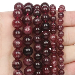 Natural Garnet Beads Round Loose Spacer Beads for DIY Jewelry Making Bracelet Necklace 15 inches 6 8 10  mm Wholesale