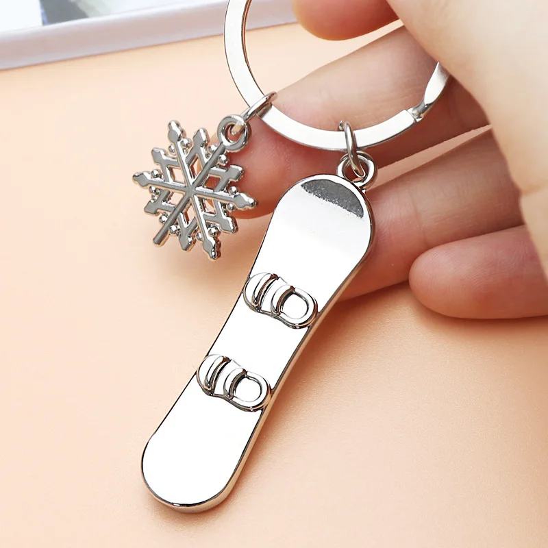 Metal Snowboard Snowboarder Keychain Snowboarding Keychain Snowboard Key Ring