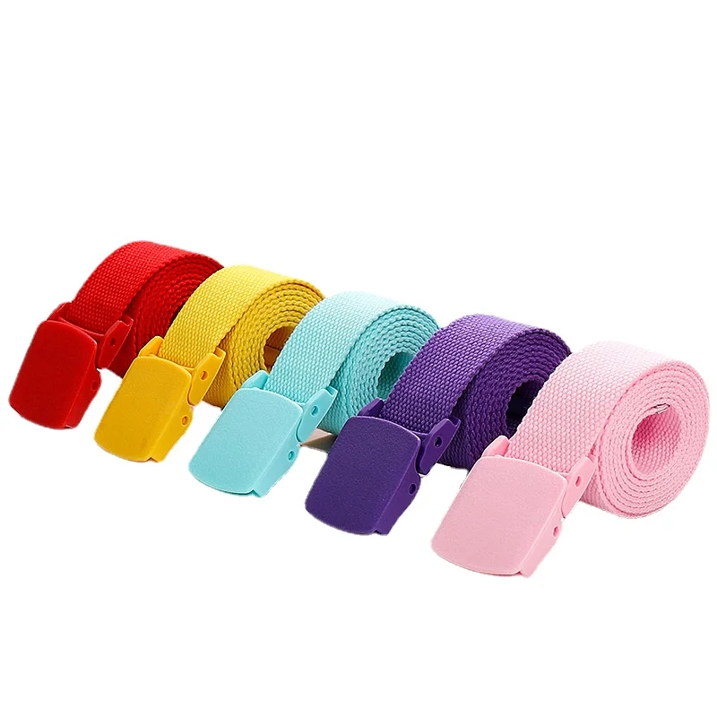 New Plastic Buckle Woven Canvas Belt Child Kids Canvas Belt For Boys Girls Adjustable Children Belts Jeans Pants Students Belts