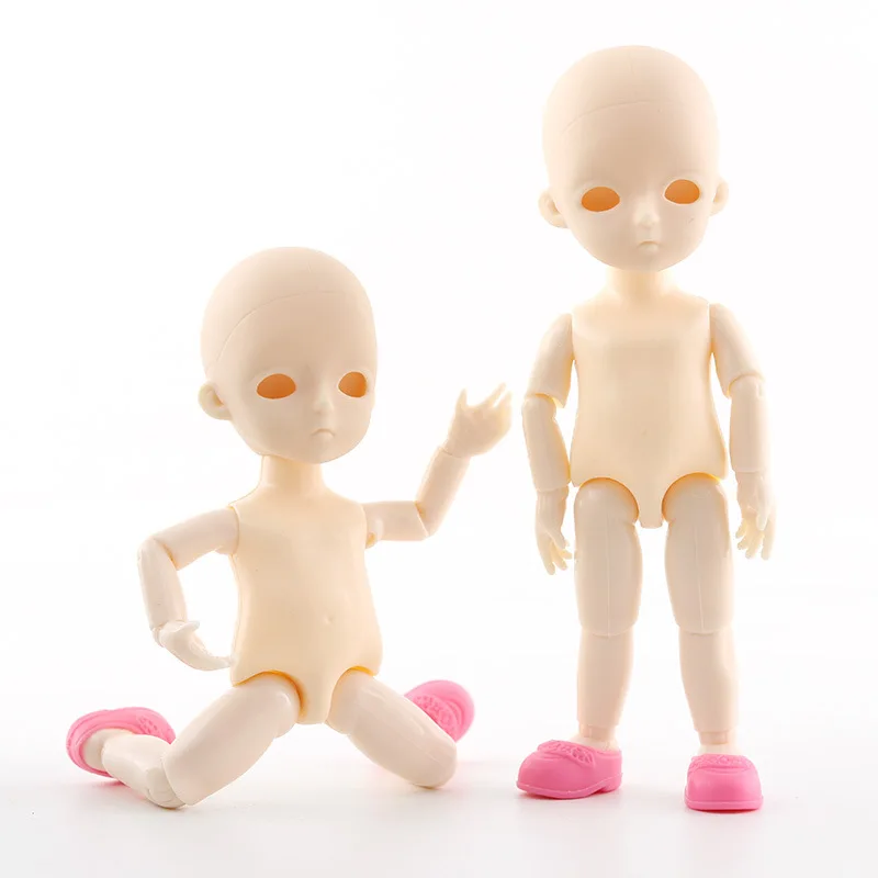 15cm 13 Movable Jointed Dolls Toys Cute 3D Eyes Baby Naked Nude Doll Head Body  Doll Toy for Girls OB11