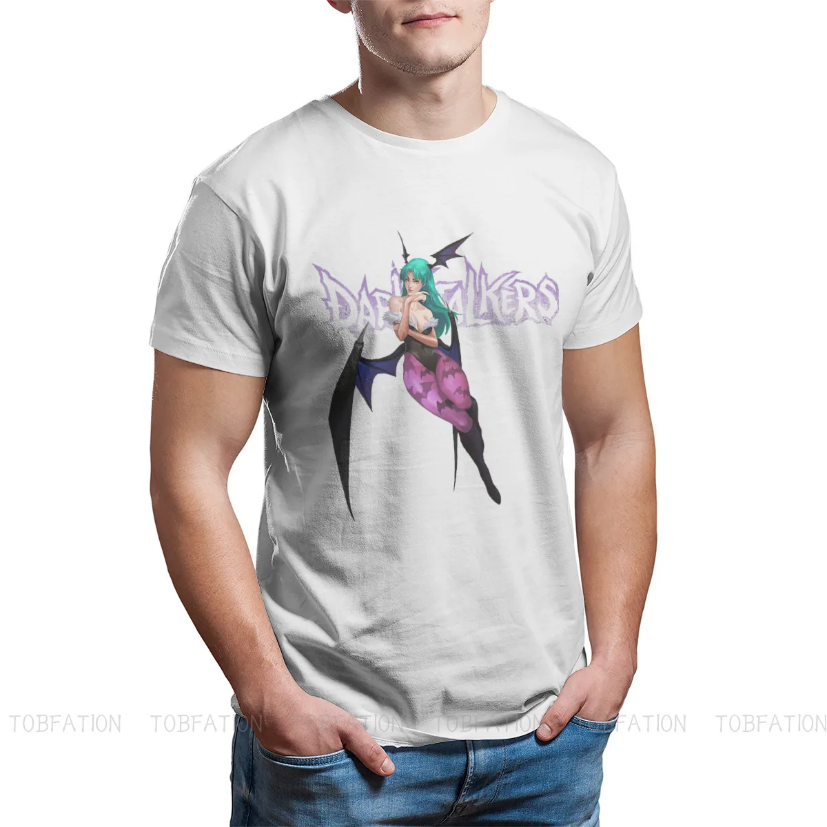 Darkstalkers Vampire Vanpaia Game Crewneck TShirts Morrigan Aensland Distinctive Men\'s T Shirt New Trend Tops 6XL