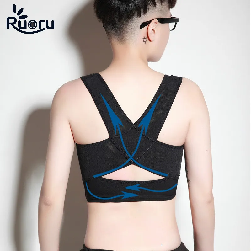 Ruoru Tomboy Chest Binder Les Lesbian Casual Breathable Binder Trans Tank Top Vest Tomboy Binder Bra Plus Size Buckle Short