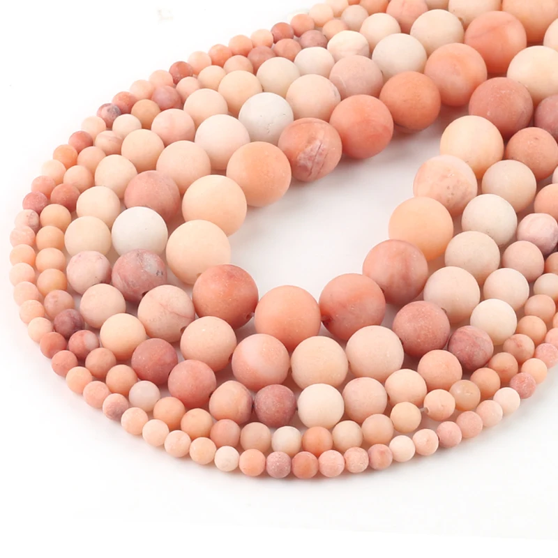 Wholesale Natural Stone Pink Aventurine Frosted Beads Matte Round Loose Beads For Jewelry Making Fit DIY Bracelet 4 6 8 10 12MM