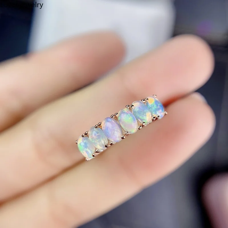 Natural Opal Woman Rings Change Fire Color Mysterious 925 Silver Various Color Gemstones Engagement Rings for Women