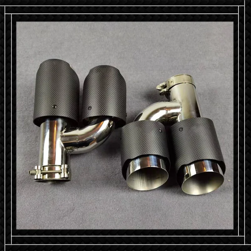 1 Pair H Model Carbon Fiber Stainless Steel Muffler Tailpipe Nozzles Exhaust Pipe Matte Automobile Accessories