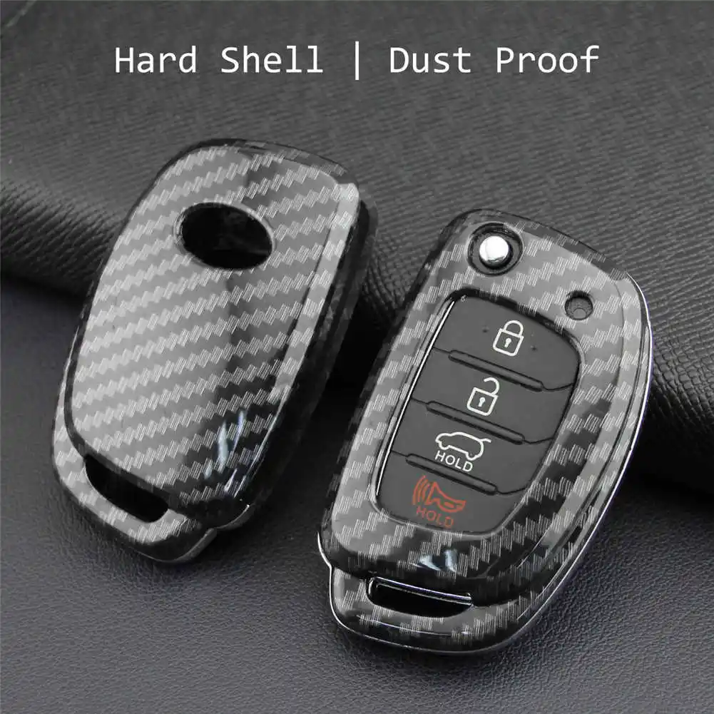 Carbon Fiber Key Case Fob Bag Holder ABS Hard Shell Cover Parts Automotive Interior Supplies Drop Shipping Car Essentials