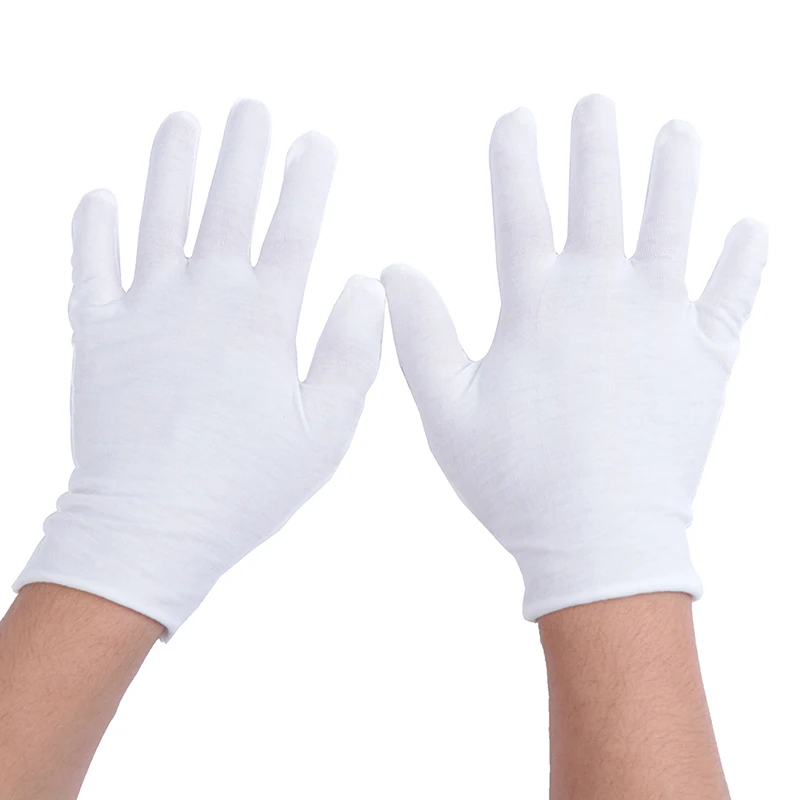 Lightweight white inspection cotton work high stretch gloves for coin jewelry