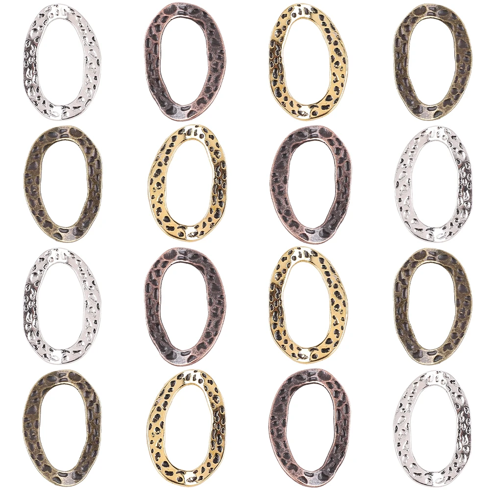 10Pcs/Lot Zinc Alloy Metal Charm Hollow Oval Pendants Jewelry Supplies For DIY Making Hoop Earrings Necklace Accessories