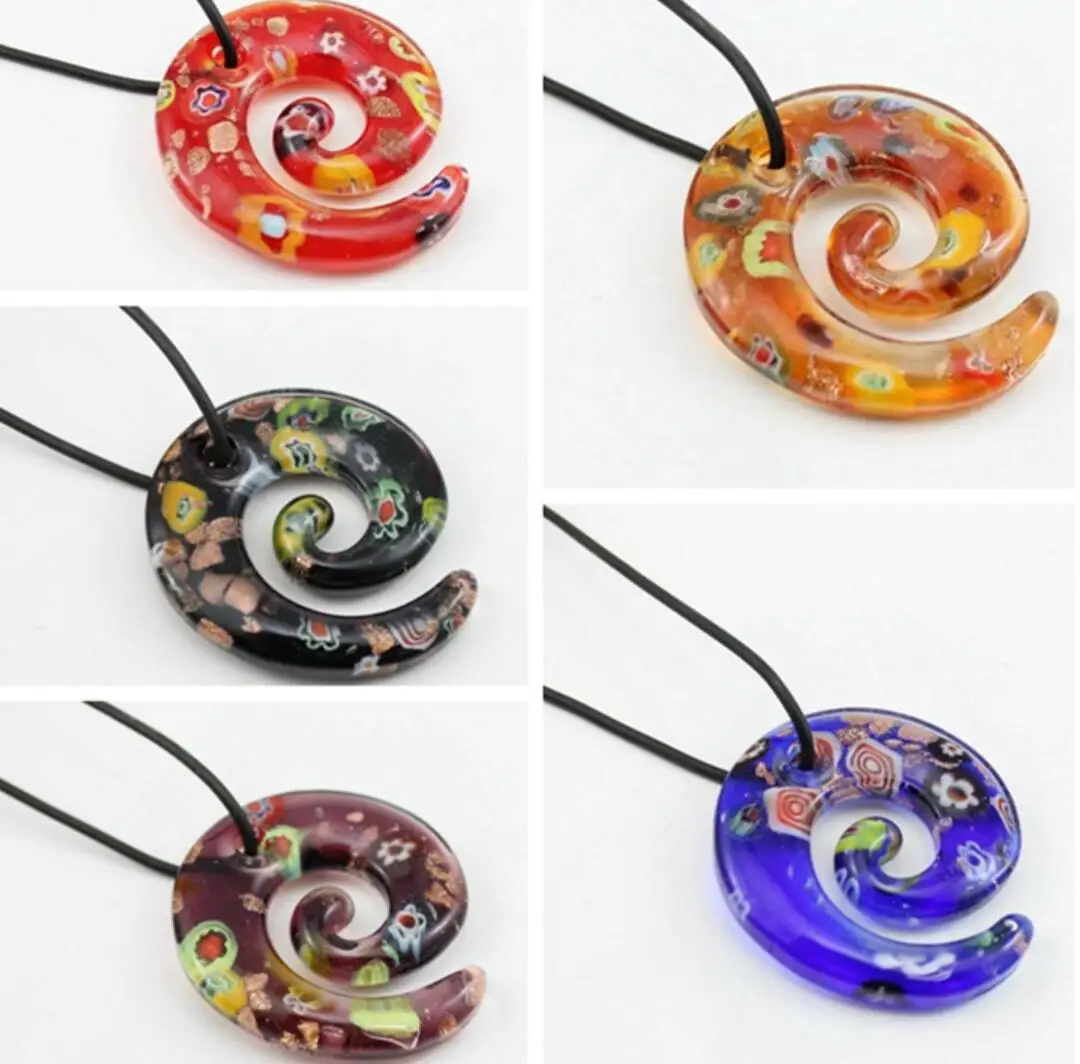 New Handmade Murano Lampwork Glass Vintage Vortex Pendant 50*50MM Fit Necklace  Jewelry LL70