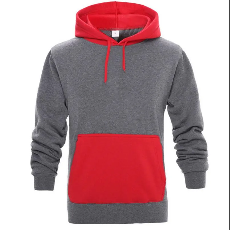 Contrast men's hoodie solid color sweatshirt men's 2019 fashion men's pullover fleece autumn and winter sportswear