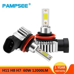 2pcs 60W 12000LM Car LED Headlight Bulbs H11 9006 HB4 9005 HB3 H4 H7 H8 H9 H1 Mini Headlight Kit for High/Beam Bulb Fog Light