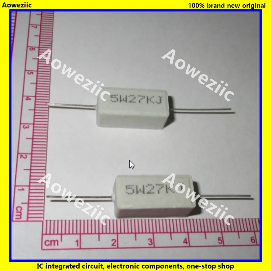 10 Chiếc RX27 Ngang Xi Măng Chịu 5W 27K Ohm 27K R 27K RJ 5W27KJ 27000R Gốm khả Năng Chịu Độ Chính Xác 5% Công Suất Kháng
