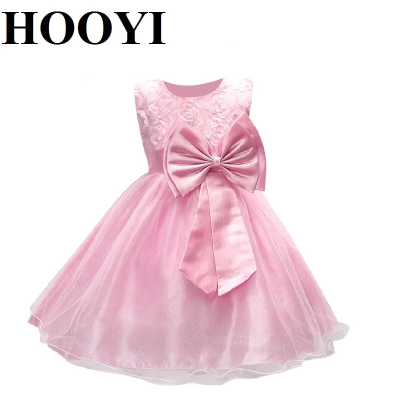 HOOYI Pink Baby Summer Ball Gown Girls Party Wedding Dress Cute Princess Evening Dresses Lace Childrens Robe