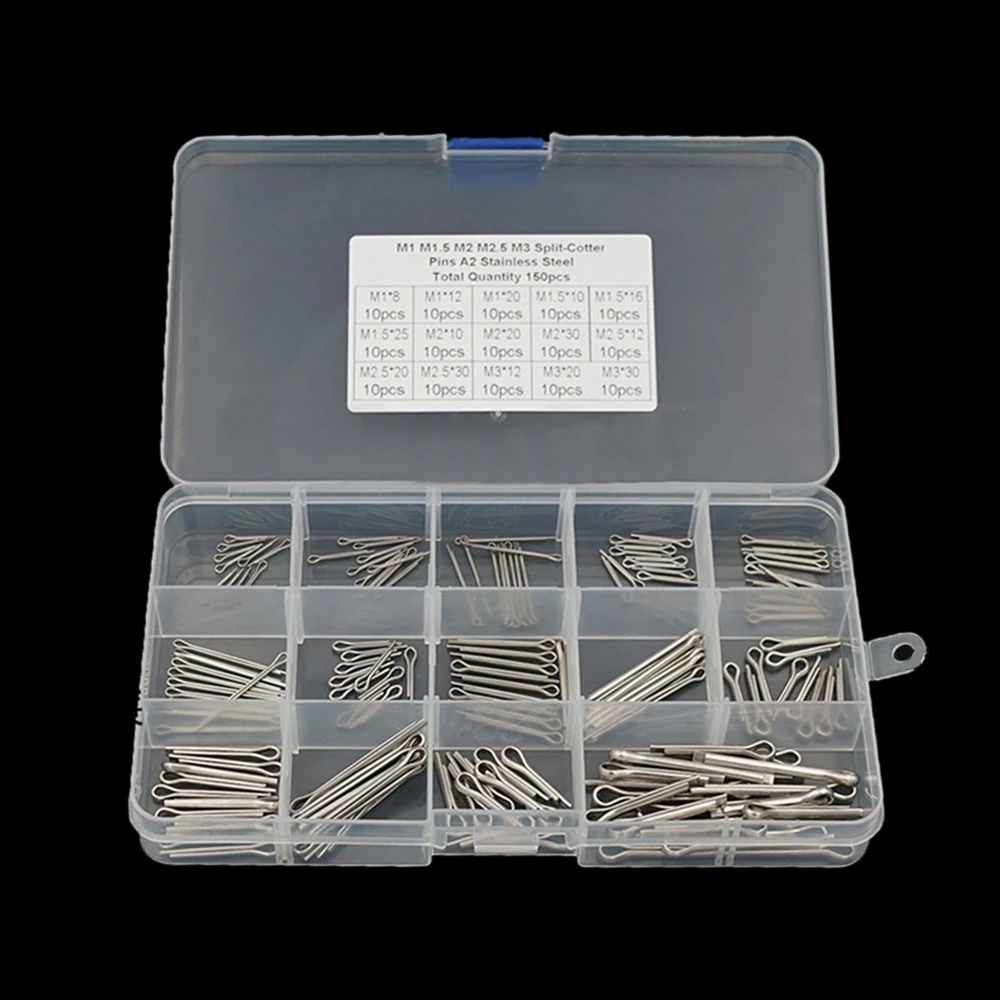 

150PCS M1M1.5 M2 M2.5 M3 GB91 304 Stainless Steel Split Pin Kit