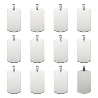 50pcs 201 Stainless Steel Rectangle Blank Stamping Tag Pendants with Snap on Bail Supplies for DIY Jewelry Necklace Making