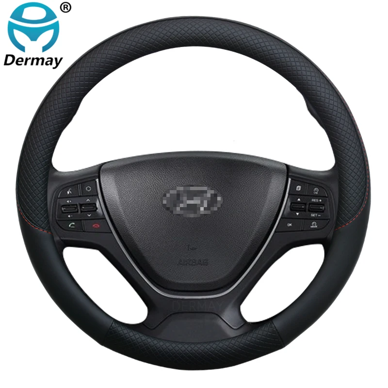 for Hyundai i20 MK1 MK2 MK3 Inokom i20 Elite i20 Car Steering Wheel Cover Leather Anti-slip 100% DERMAY Brand Auto Accessories