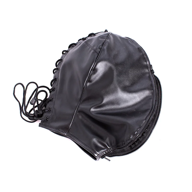 Slave Adjustable Double Layer Leather Blindfold Hood Mask Erotic Products for Men Women Fetish Bdsm Bondage Flirt Sex Toys