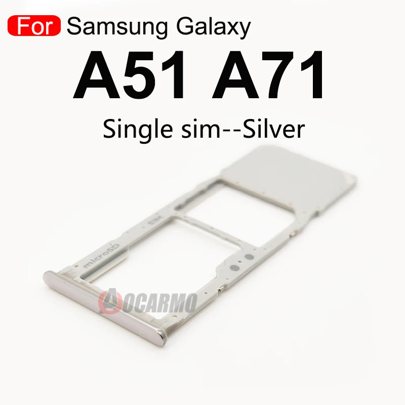 Aocarmo Dual & Single Sim Card Tray Slot For Samsung Galaxy A51 A515F A71 A7150 A715F New SIM Micro SD Card Holder Replacement