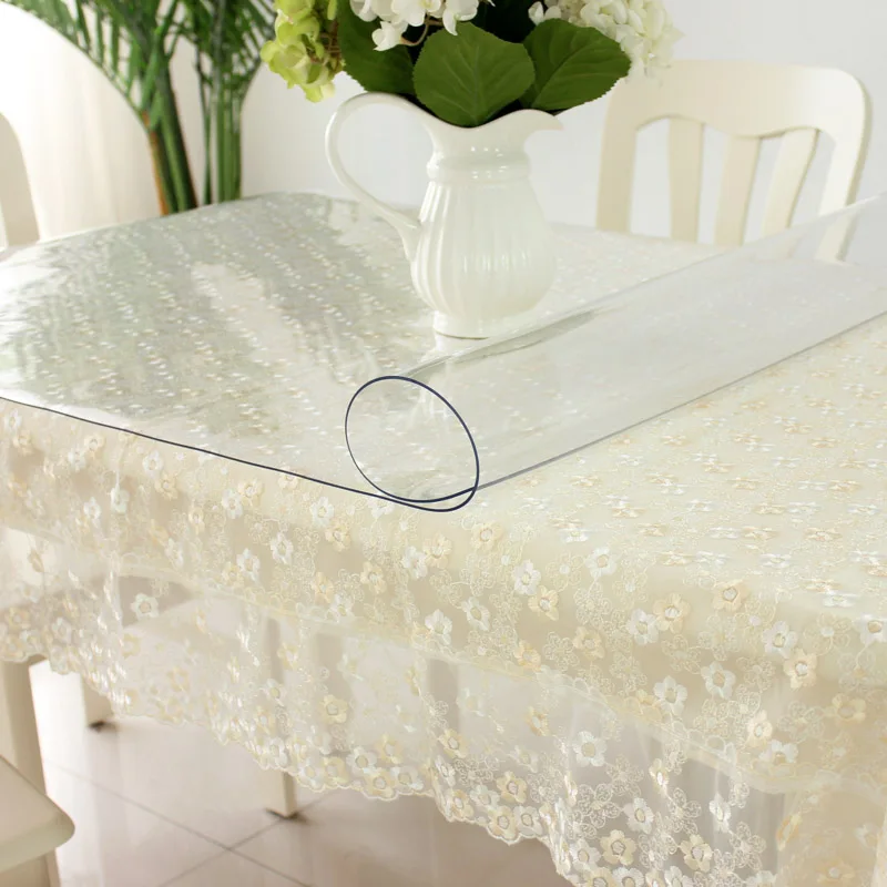 

Customize Soft PVC waterproof tablecloth transparent soft glass crystal plate plastic table cloth tea table pad pad table cloth