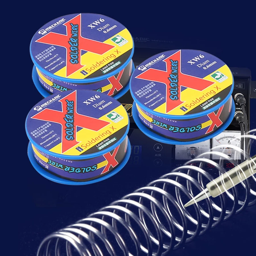 MECHANIC 50g 0.5/0.6mm Solder Wire XW5/6 Rosin Core Lead-Free 138℃ Low Melting Point Welding Flux Sn 42%/Bi 50%/Cu 8%