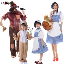 Eraspooky Classic Forest Fairy Tale Lion/Scarecrow/Dorothy Cosplay Halloween Costume For Adult Girls Family Group Fancy Dress