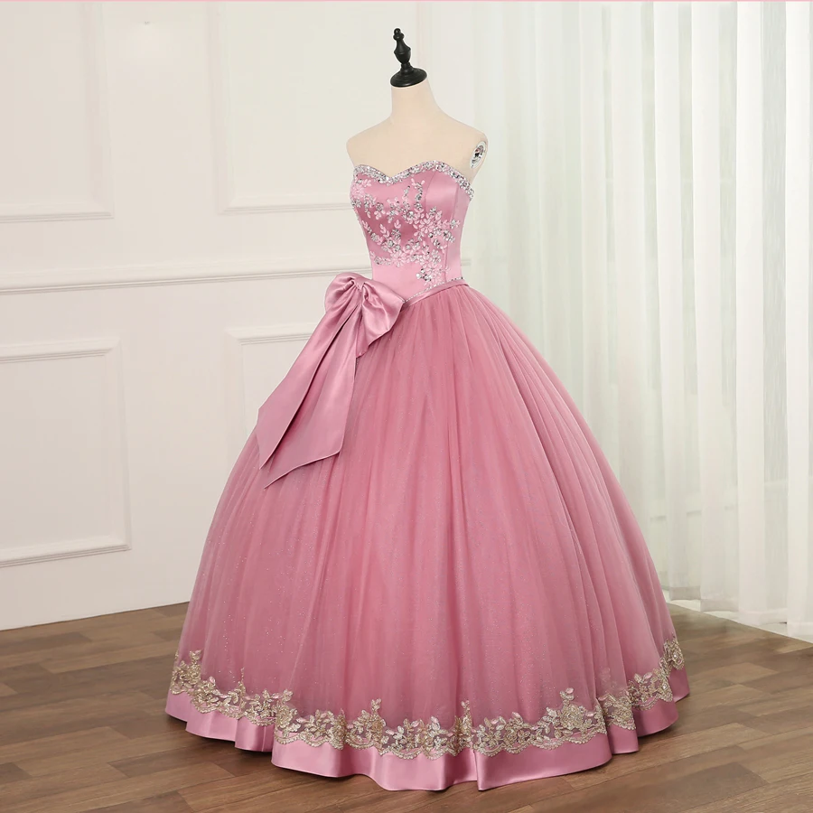 Jiayigong-vestido de baile com miçangas, vestidos Quinceanera, lantejoulas baratas, arco grande, vestido doce 16 por 15 anos Debutante