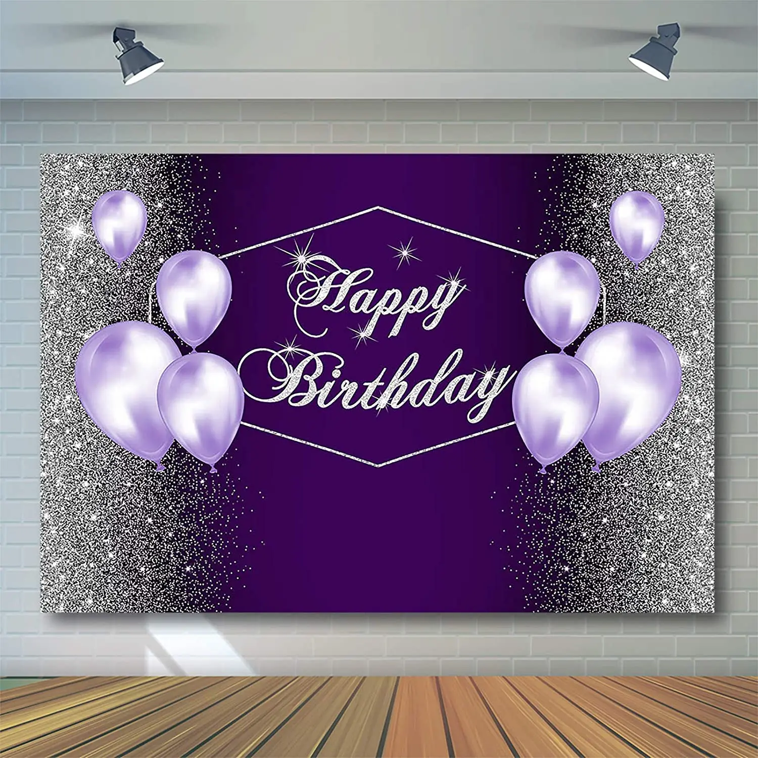 

Photography Backdrop Silver And Purple Glitter Dots Balloons For Woman Happy Birthday Party Decorations Photography Background