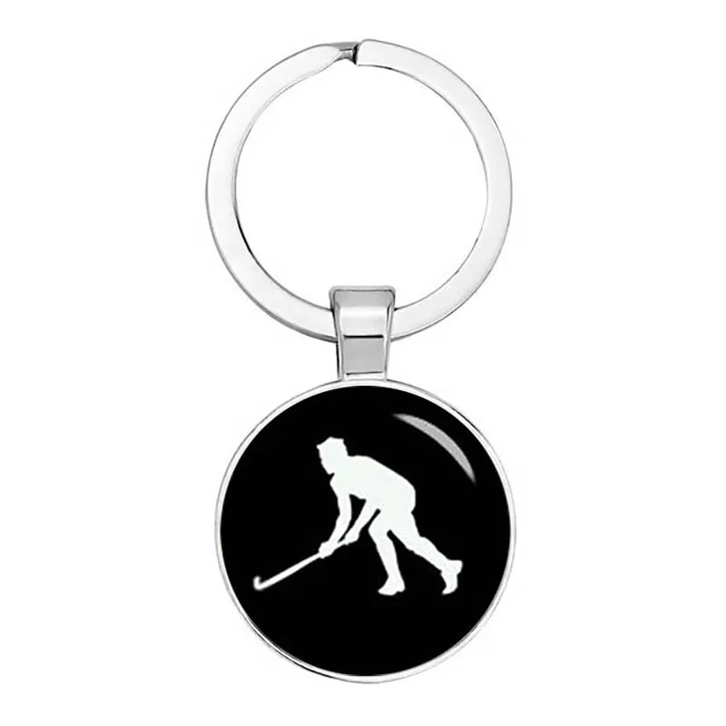 BTWGL 2024 Elegant Ice Hockey Keychain Vintage Style Hockey Players Profile Silhouette Key Chain Sports Jewelry Father\'S Gift