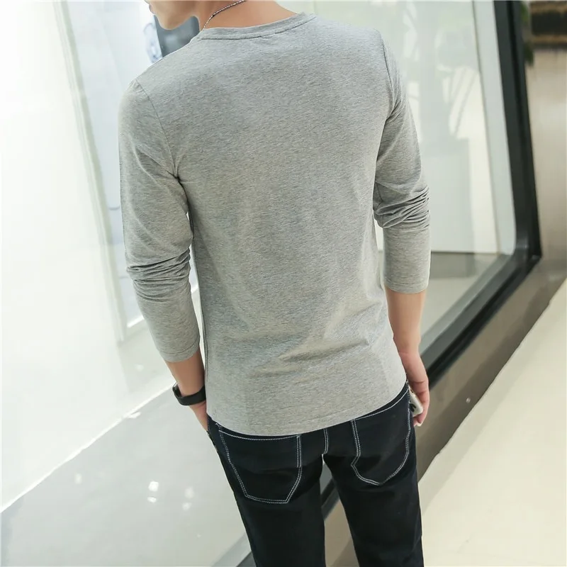 2024 MRMT Mens T Shirts Pure Color V Neck Long Sleeved T-Shirt For Male Thin Material Tee Shirt Men Clothing Tees