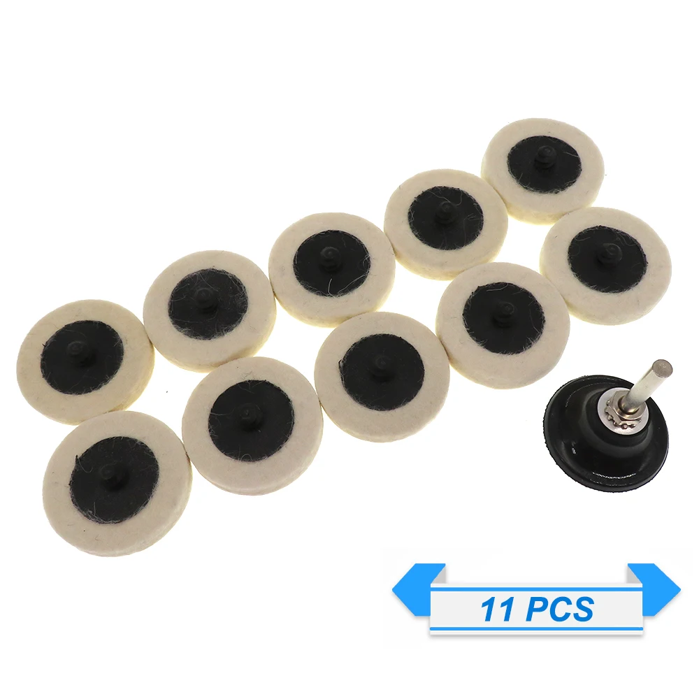 10Pcs 2 Inch Compressed Wool Fabric QC Disc Polishing Pads Wheels with 1Pcs 2