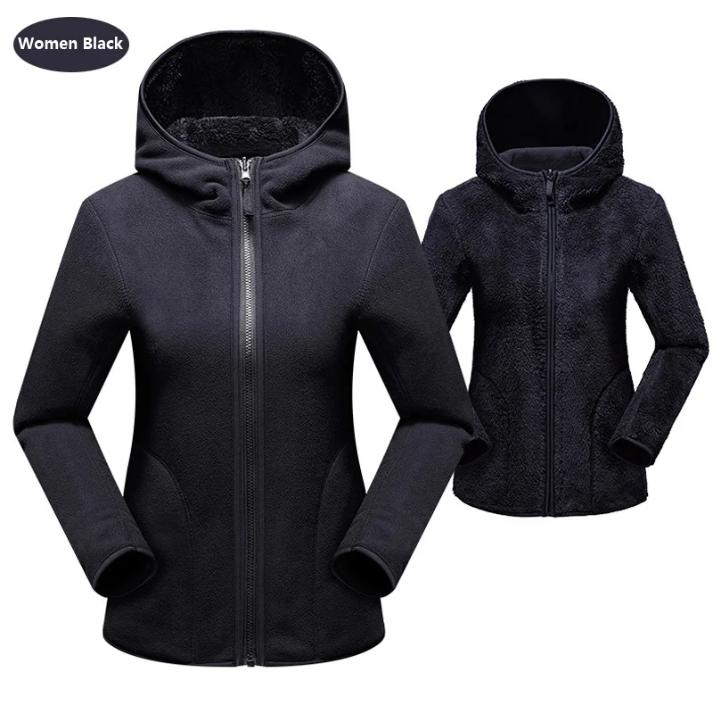Unisex Reversible Hoodie Women Pullover Sweatshirts Winter Warm Polar/Coral Fleece Hooded Jacket Ladies Flannel Coat Hoody