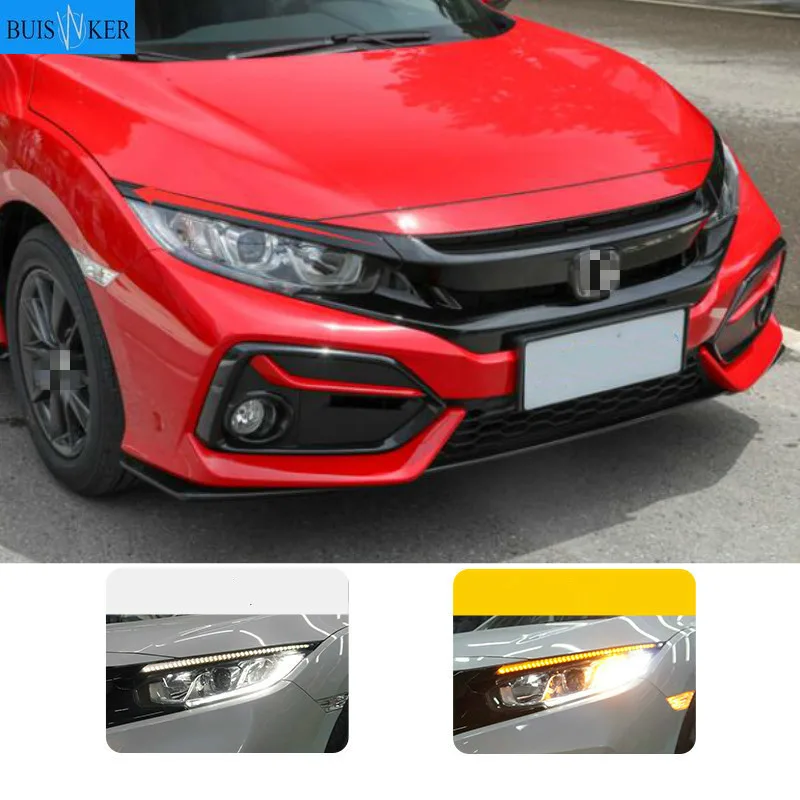 

1 Pair Car Headlight Decoration Yellow Turn Signal For Honda Civic 2020 2021 DRL LED Daytime Running Light