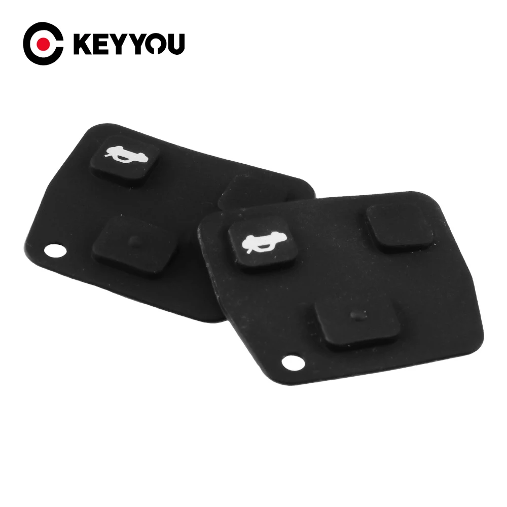 KEYYOU 2X Silicon Rubber 3 Button Pad For Toyota Avensis Corolla Camry Yaris Prado For Lexus Rav4 Replacement Remote Car Key Fob