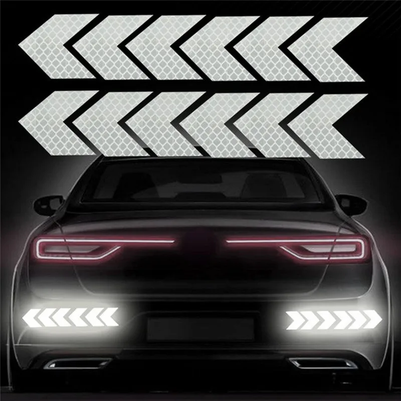 12pcs Car Sticker Warning Safety Reflective Arrow Sign For Truck Car Bumper Reflector Tape Car Styling Sticker