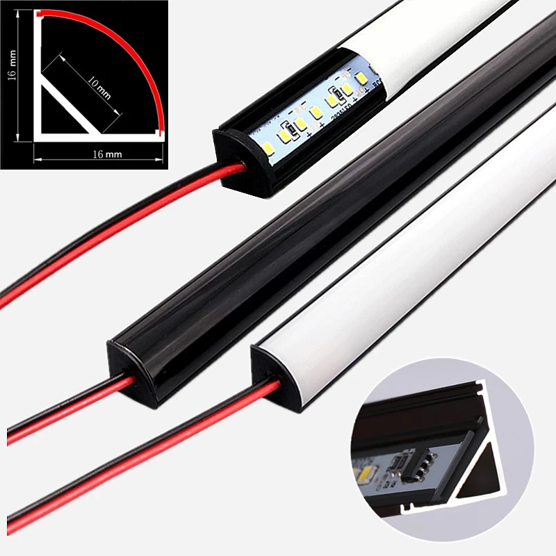 0.5m AC220V V-type LED Black Tube Bar Lamp profili in alluminio SMD2835 Wall Corner Channel Milky Cover Cabinet luci di striscia lineari