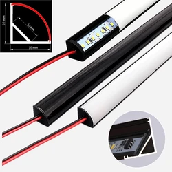 Lampe de barre de tube noir LED de type V, profilés en aluminium SMD2835, canal d'angle mural, couvercle laiteux, bande linéaire d'armoire, 0.5m, AC 220V