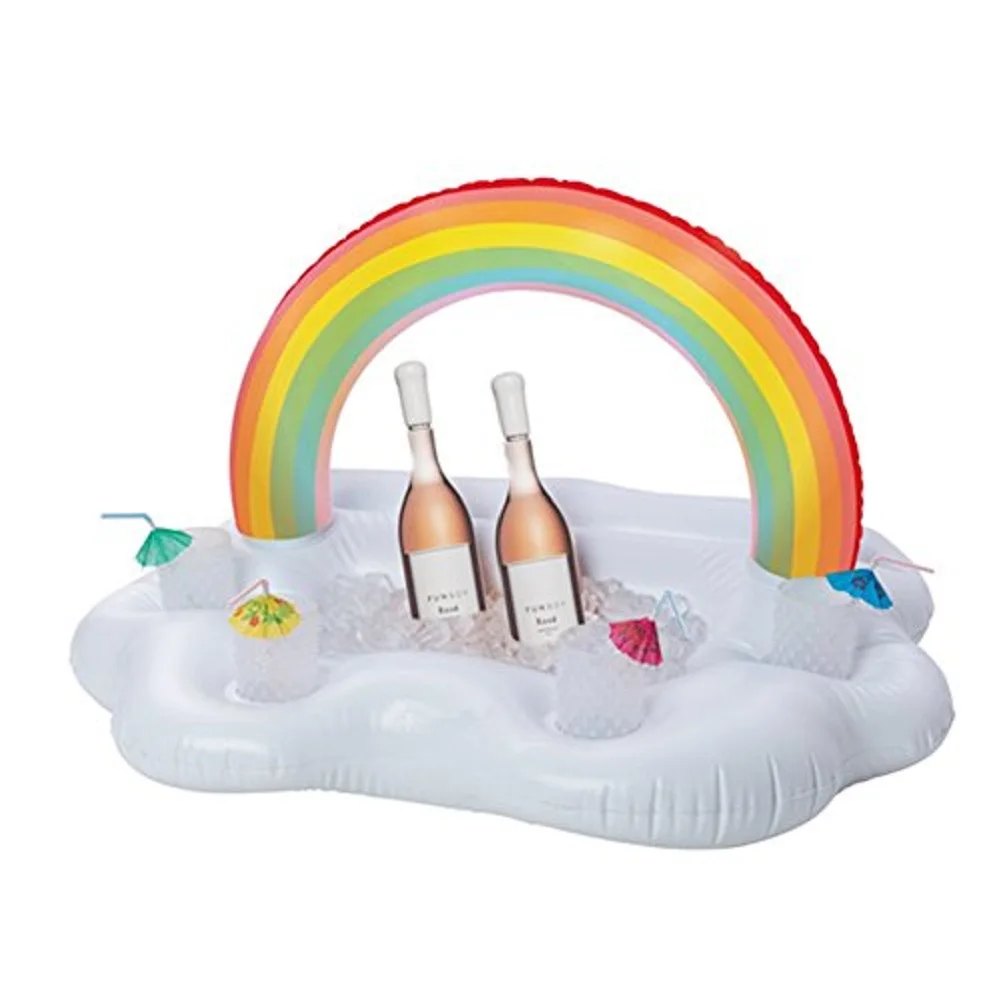 

Summer Party Bucket Rainbow Cloud Cup Holder Inflatable Pool Float Beer Drinking Cooler Table Bar Tray Beach Swimming Ring