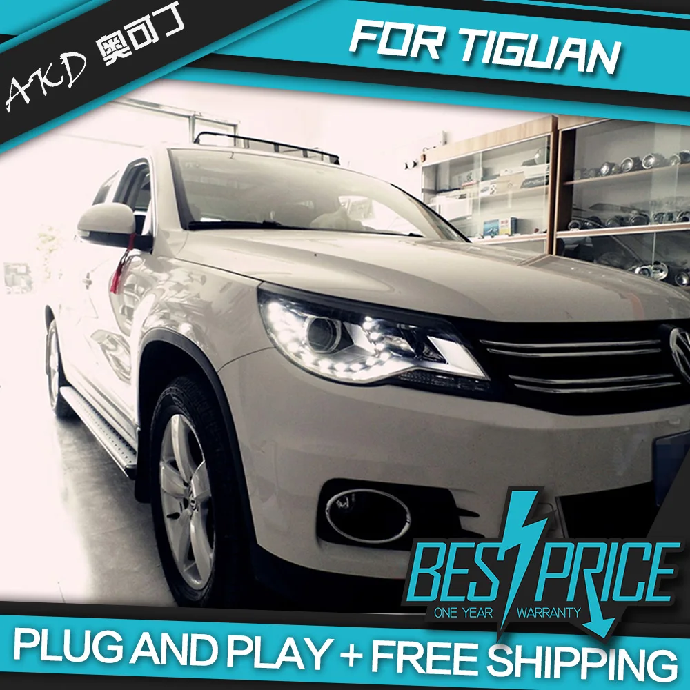 AKD Cars Styling  For VW Tiguan 2009-2012 Headlights LED Running lights Bi-Xenon Beam Fog lights angel eyes Auto levels