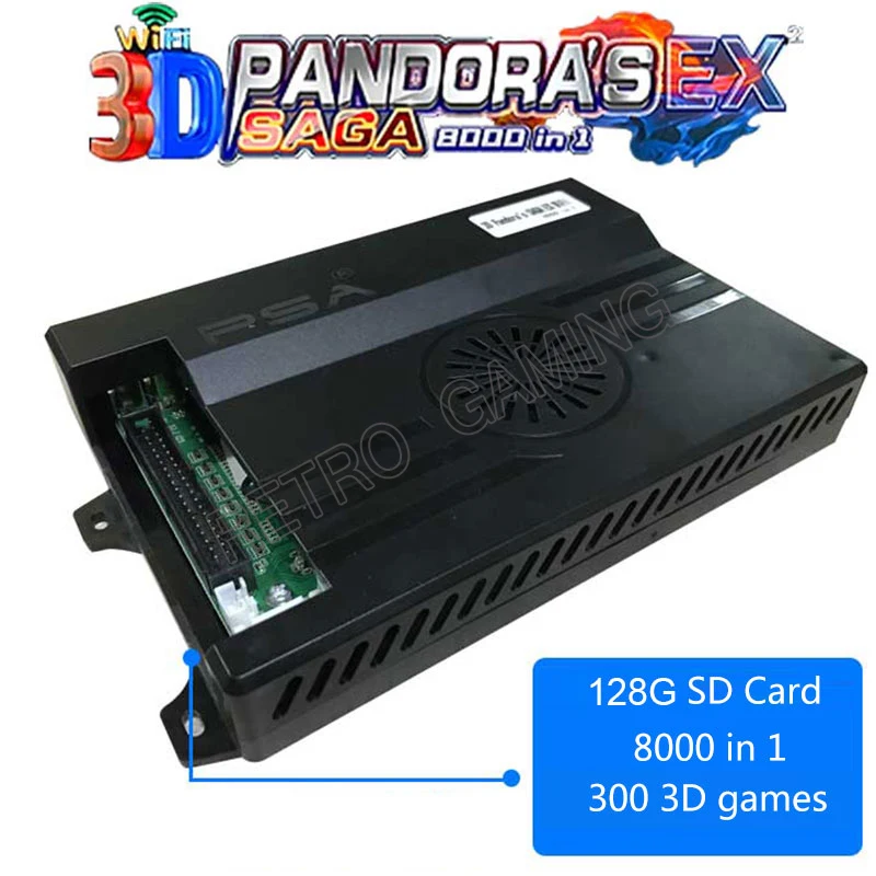 

Newest 3D Pandora Saga EX Built-in 128G Arcade Board 8000 in 1 Support to Conncet 2 Usb Wired/wireless Gamepad