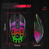 Original Wireless Gaming Mouse X801 Ultralight Honeycomb Optical Rechargeable LED Ergonomic Gaming Mouse with RGB Backlit